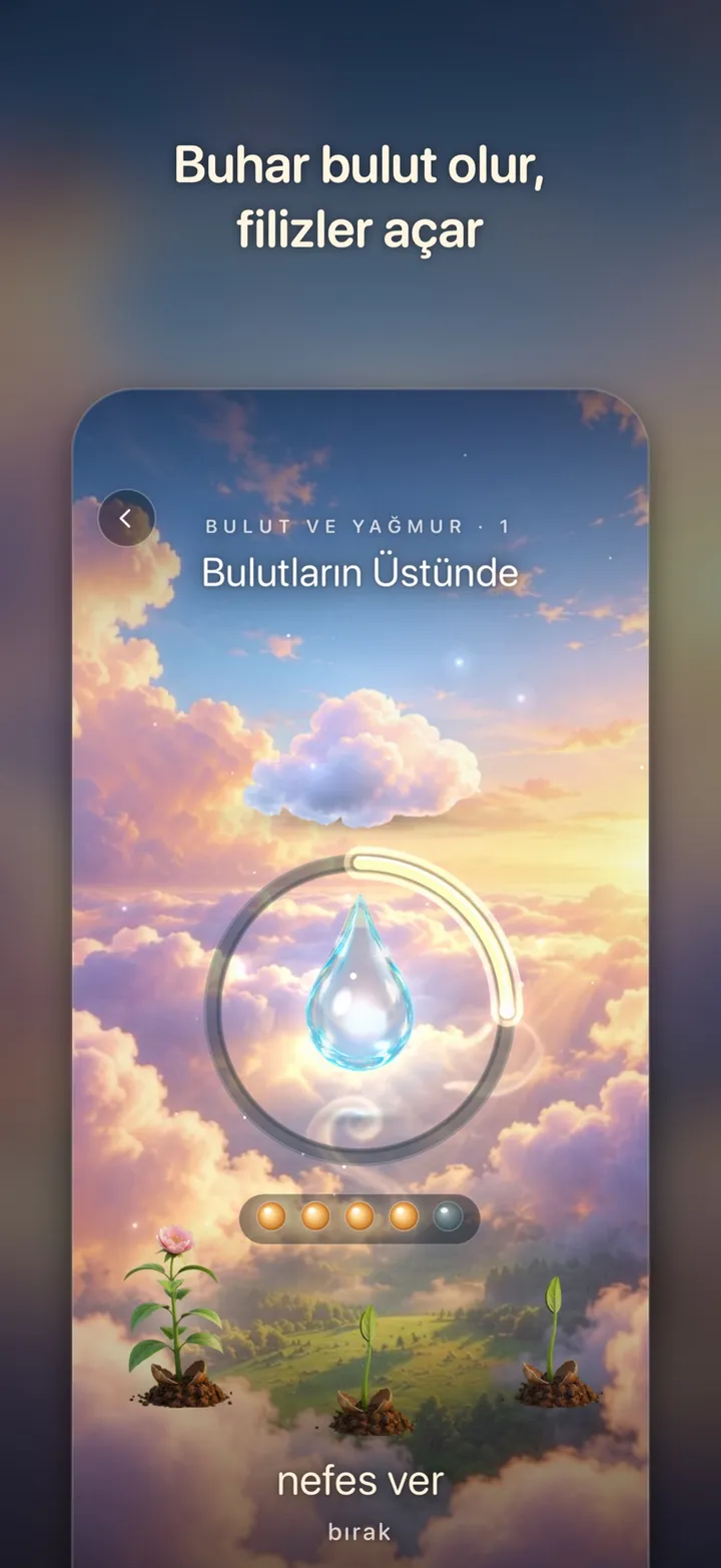 Damla ekran görüntüsü: Bulut ve Yağmur bölümü